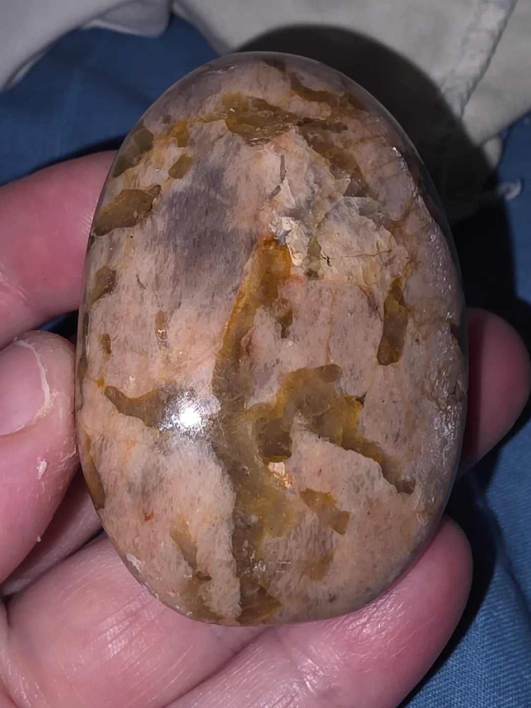 2.5 inch peach moonstone palmstone thumbnail