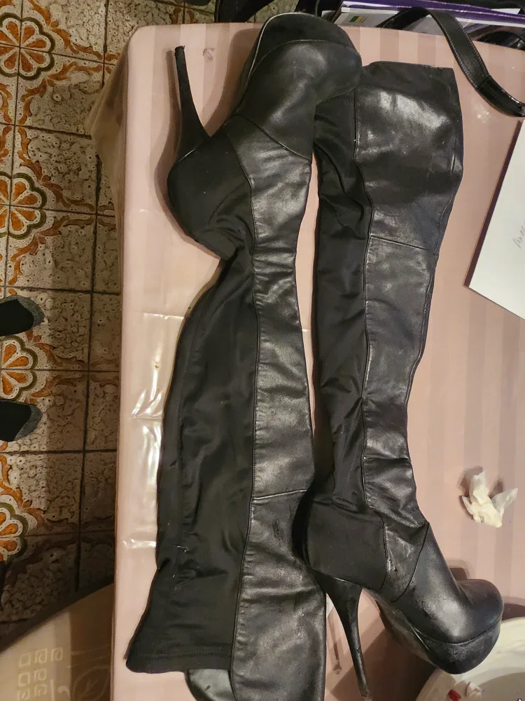 Black Thigh High Heel Boots image indicator(2)