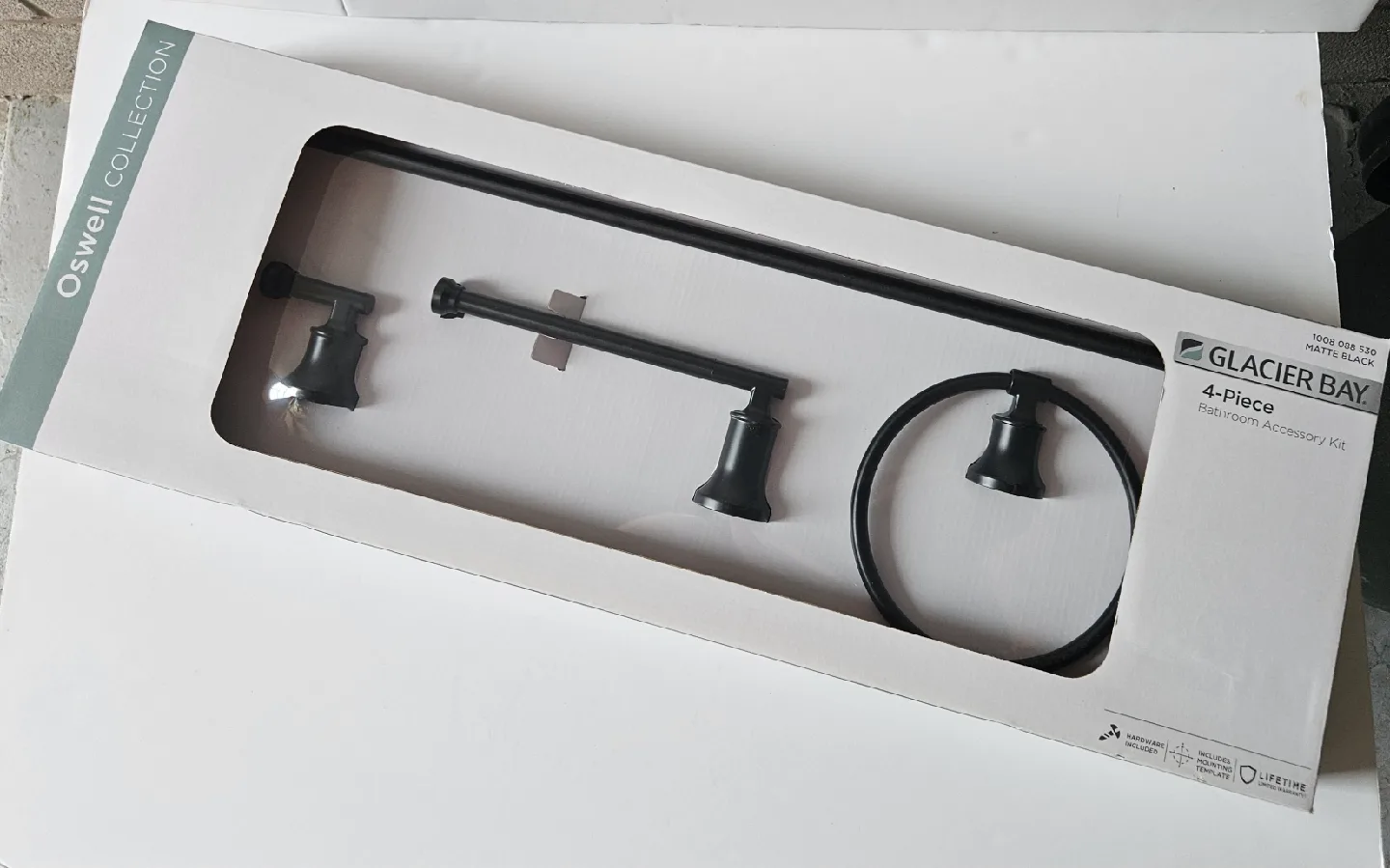 Glacier Bay Oswell Matte Black 4-Piece Bathroom Accessory Kit thumbnail