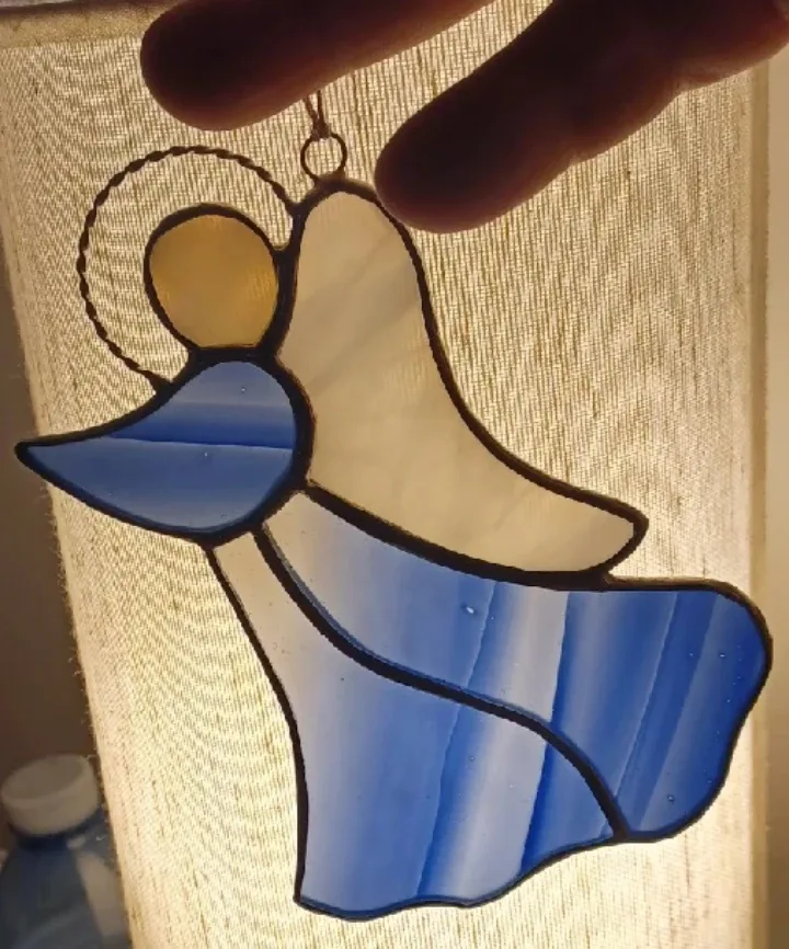 Christmas Vintage Stained Glass Angel Ornament/Window Display