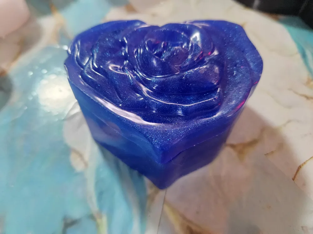 Blue Heart-Shaped Rose Trinket Box