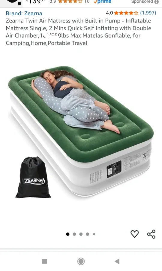 Zearna Twin Air Mattress with Built-in Pump - NEW image indicator(10)