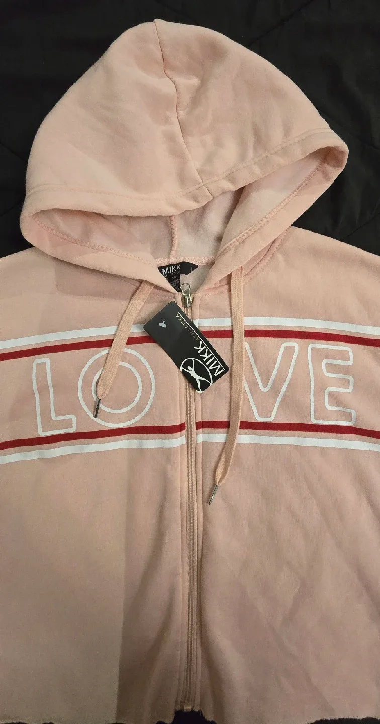 NEW! MIKK Athletica Pink Love Hoodie - Size Womens Small image indicator(2)