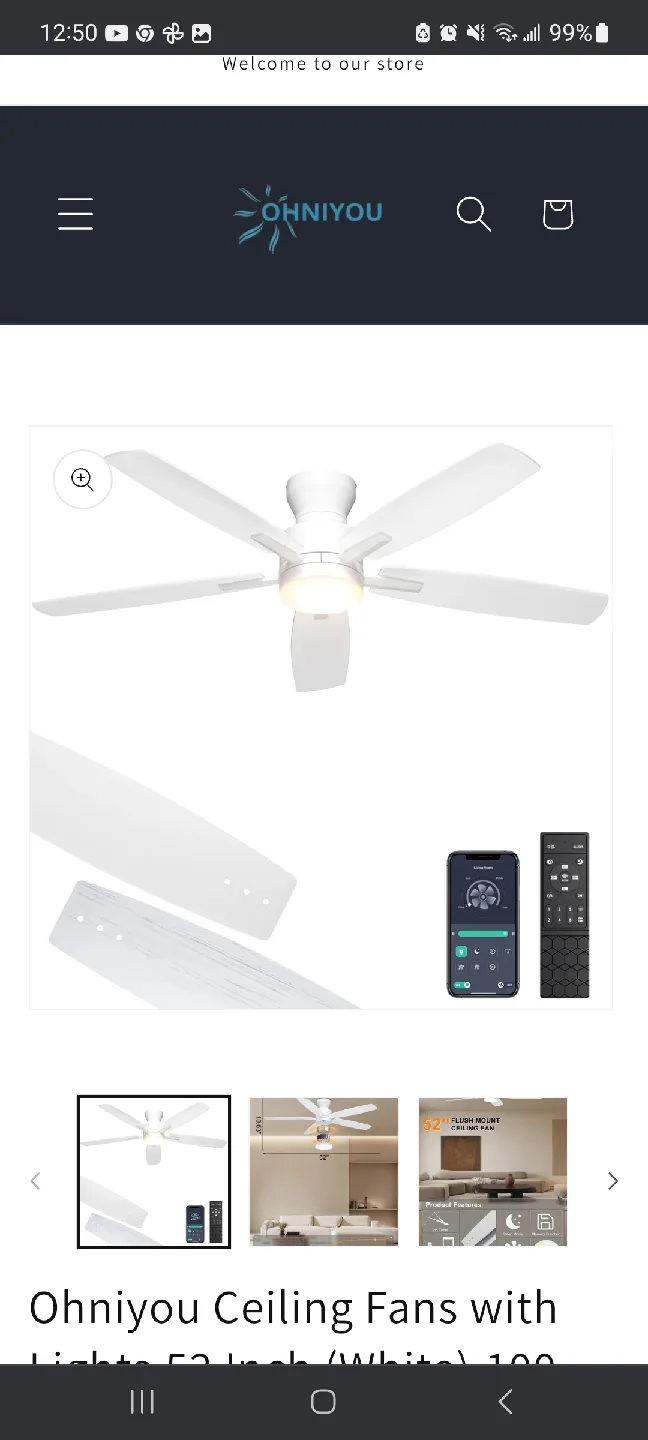 52-inch White Ceiling Fan w/ Remote an light brand new in box thumbnail
