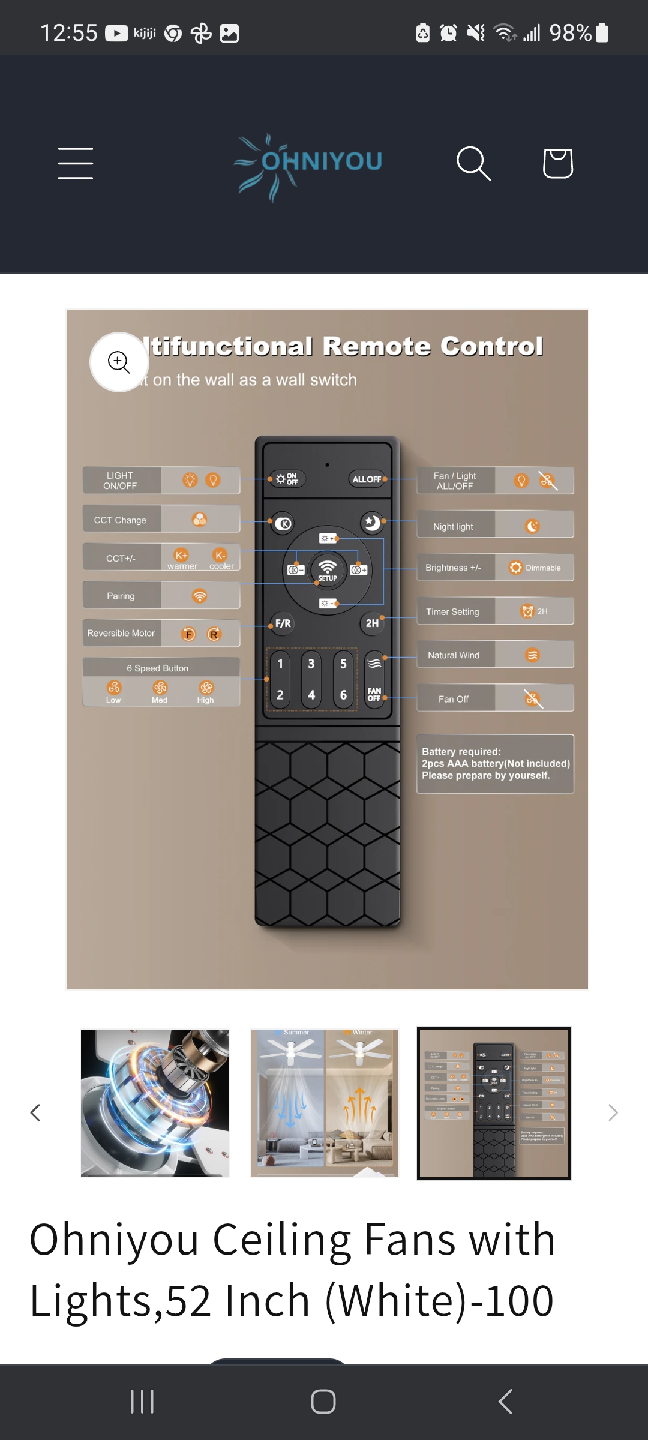 52-inch White Ceiling Fan w/ Remote an light brand new in box - photo 5