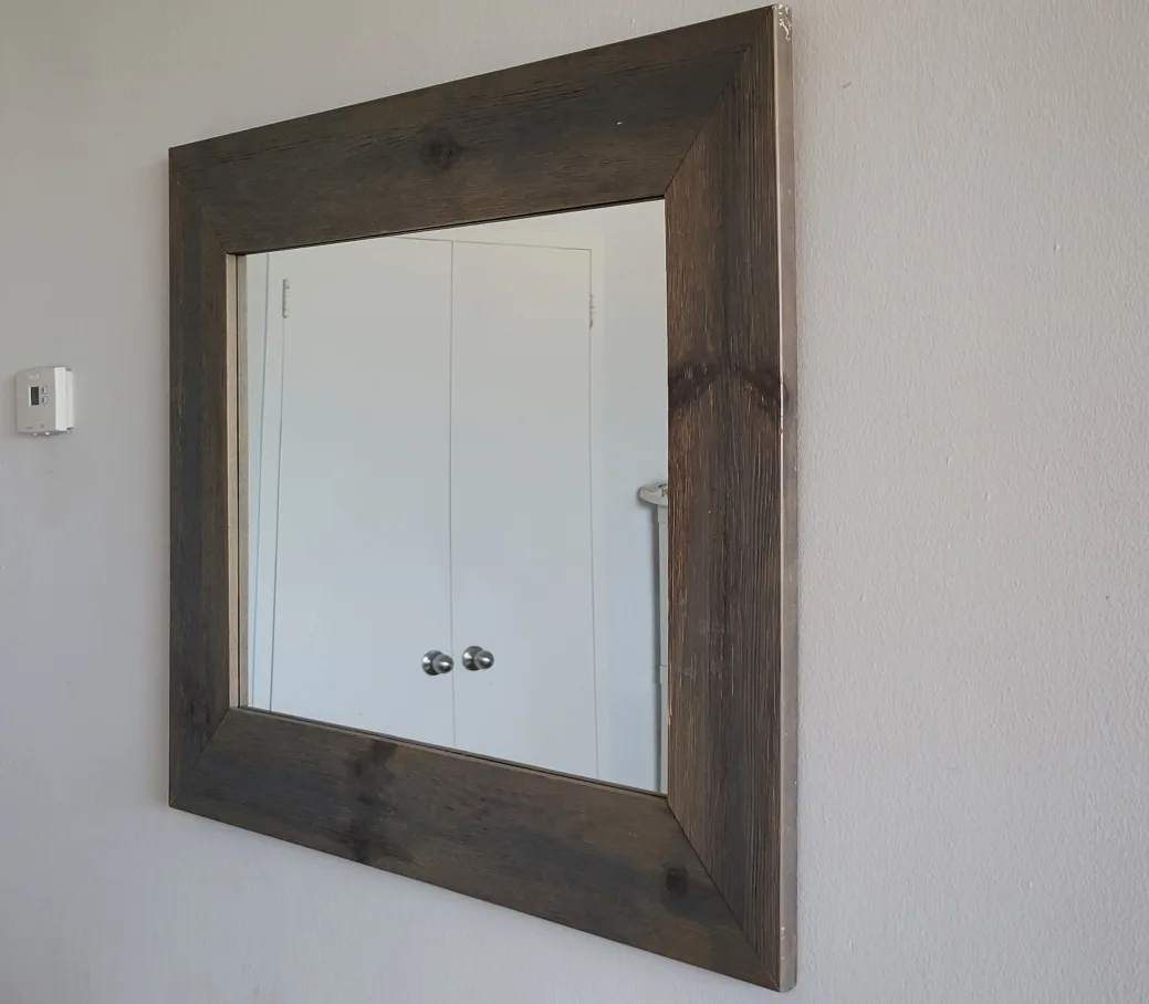 Rustic Wood Framed Wall Mirror image indicator(2)