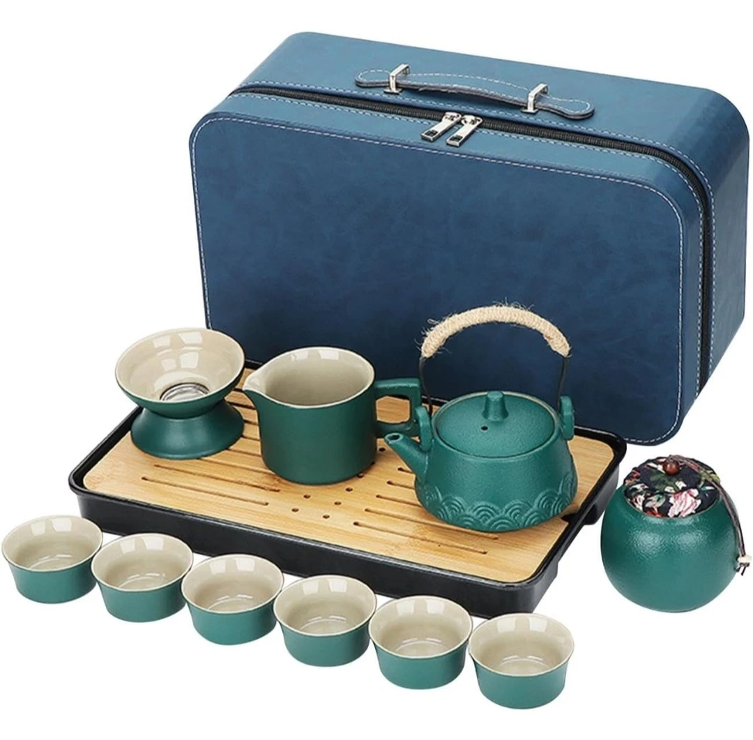 Portable Tea Set with Travel Case - Green - photo 2