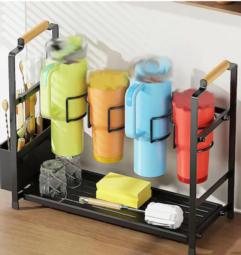 Bottle Organizer Drying Rack with Handle, Cup Storage Holder image indicator(4)