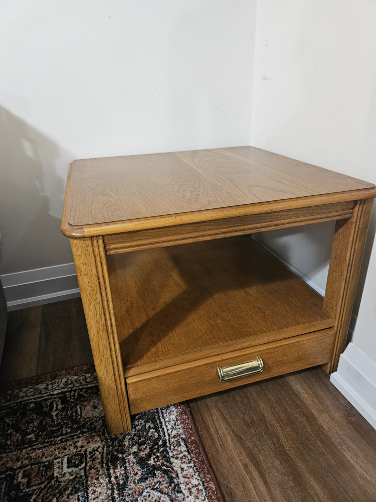 Wooden Side Coffee Table with Drawer - photo 2