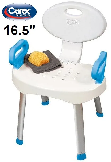 Carex ez Bath And Shower Seat With Handles - 16.5" - blue/white thumbnail
