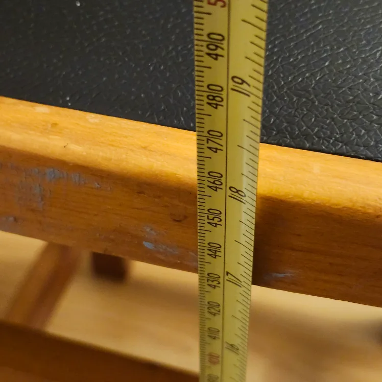 Wooden Stool with Black Leather Seat image indicator(4)