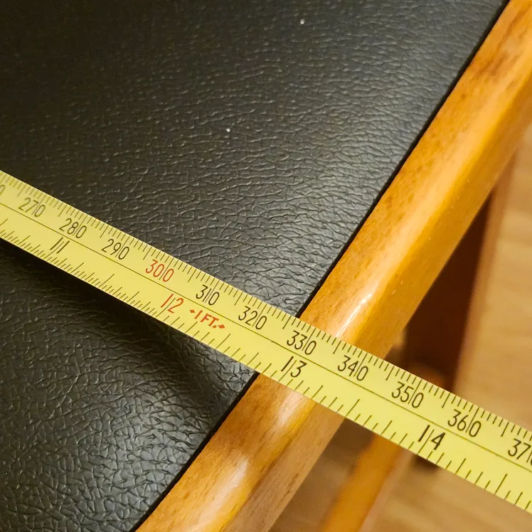 Wooden Stool with Black Leather Seat image indicator(5)