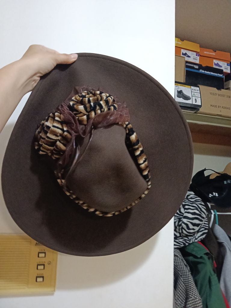 Brown Floppy Hat with Floral Accent