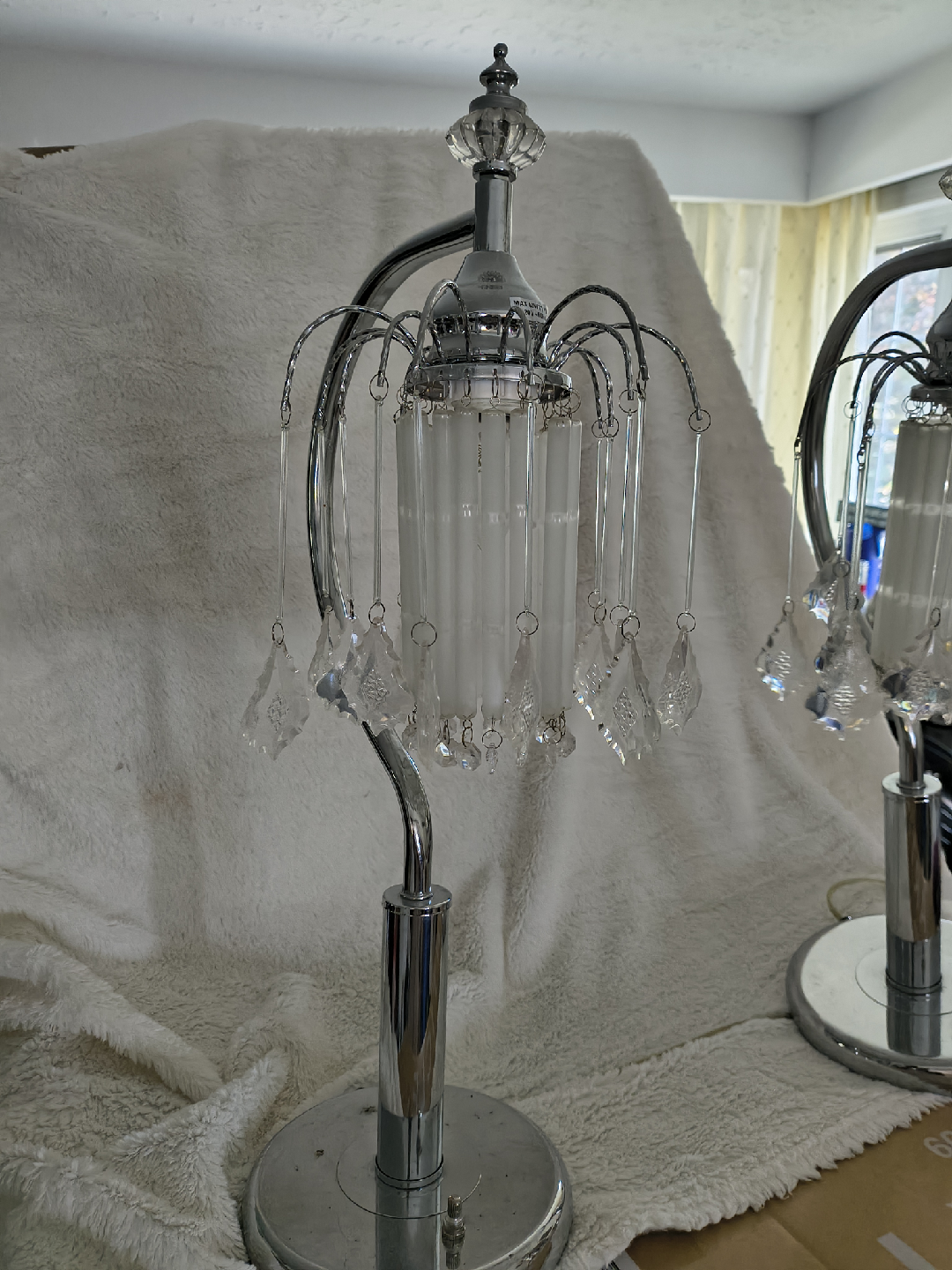 Set of 2 Chrome Waterfall Table Lamps 🥕 - photo 4