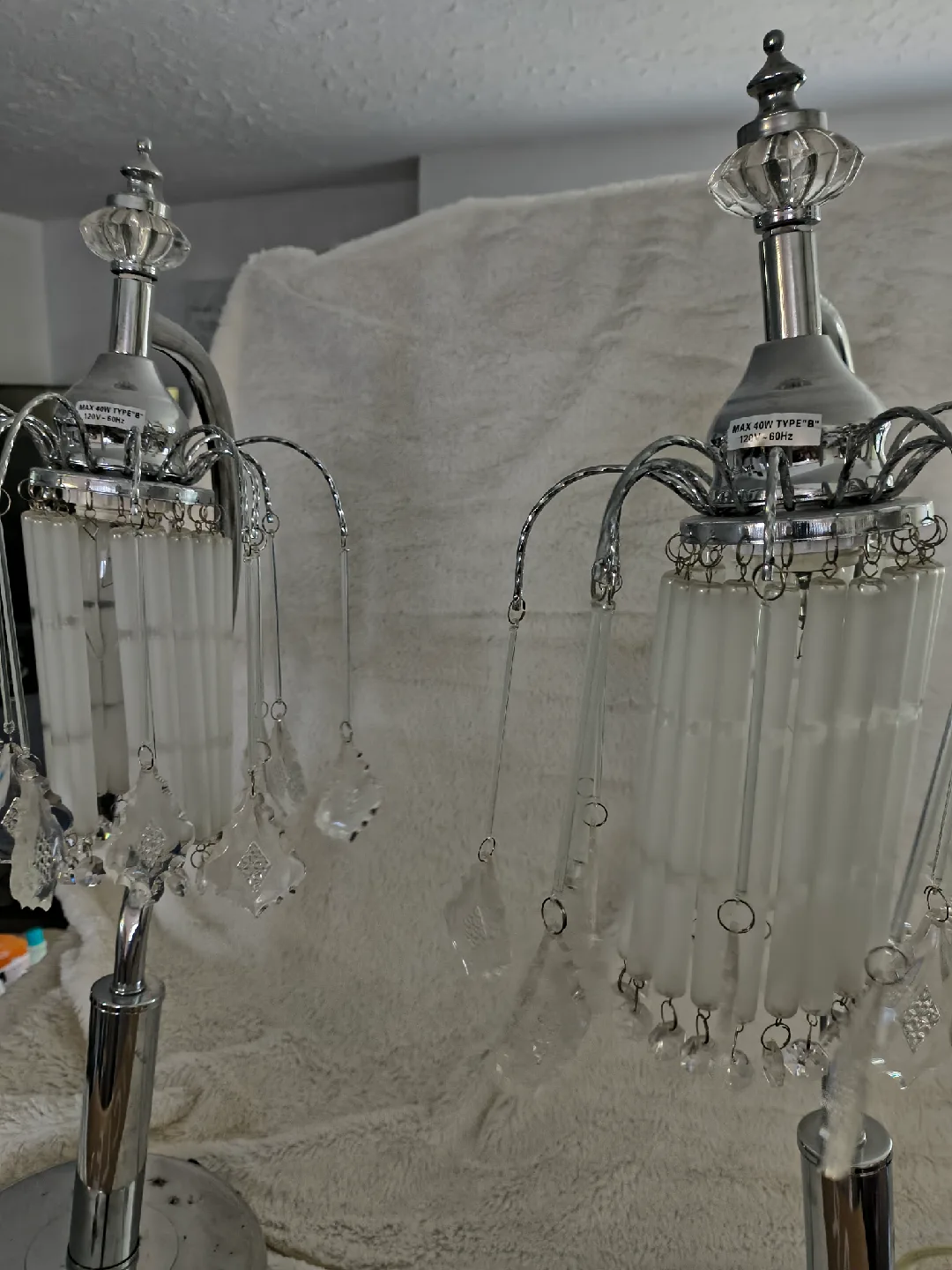 Set of 2 Chrome Waterfall Table Lamps 🥕 image indicator(5)