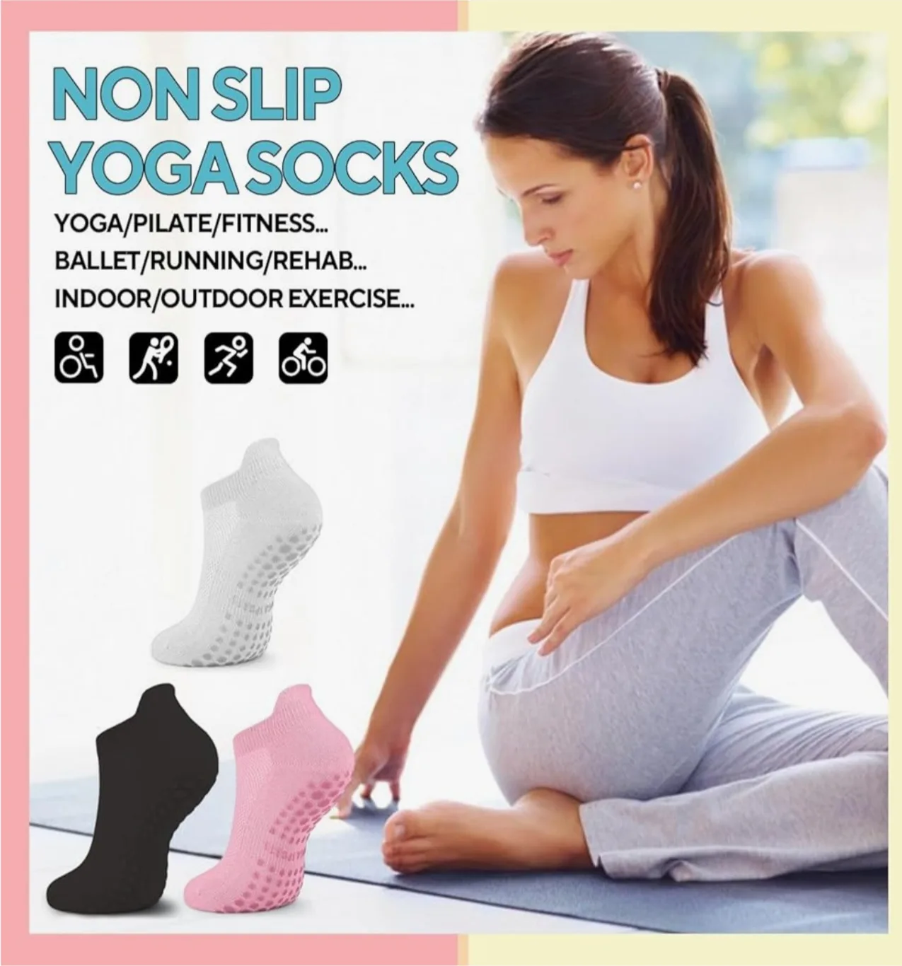Non-Slip Grip Socks - 3 pairs image indicator(2)