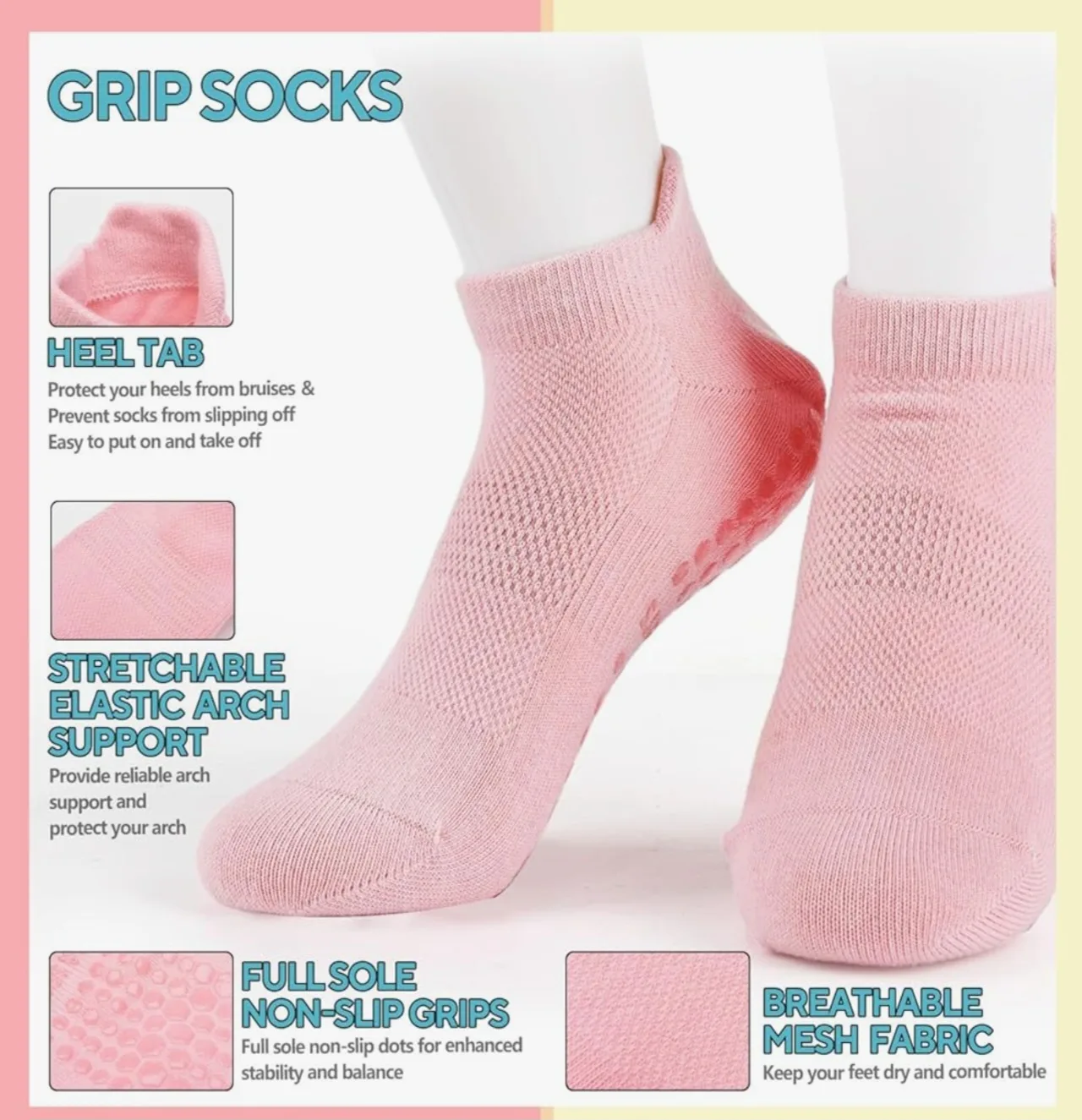 Non-Slip Grip Socks - 3 pairs image indicator(5)