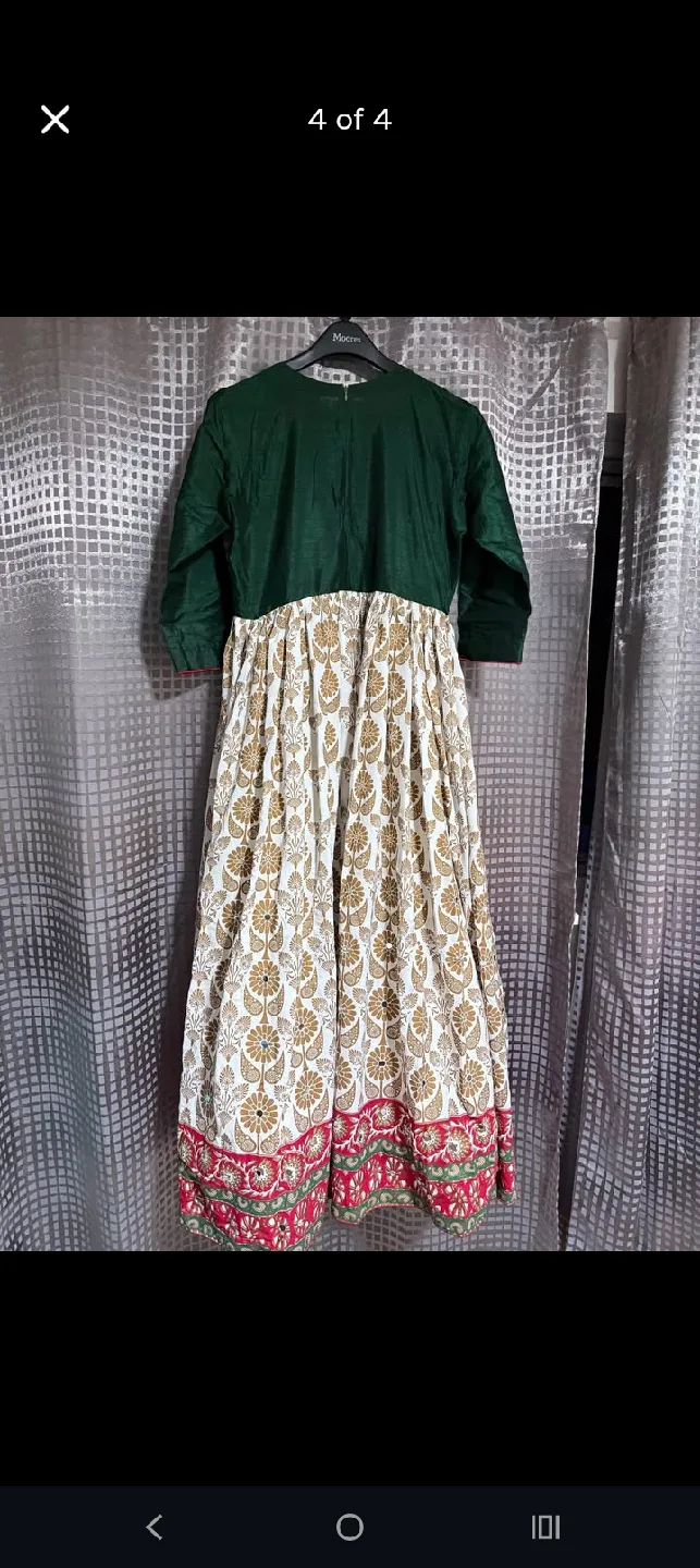 Green & White Embroidered Dress image indicator(3)