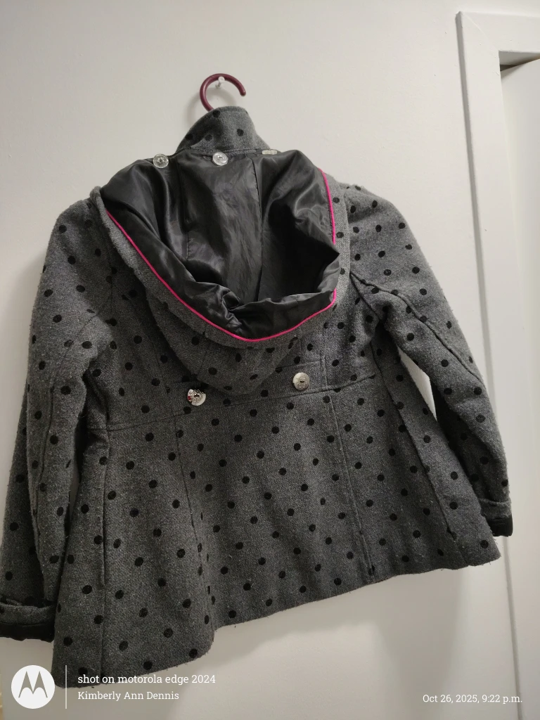Jessica Simpson Girls Grey Polka Dot Coat - photo 3