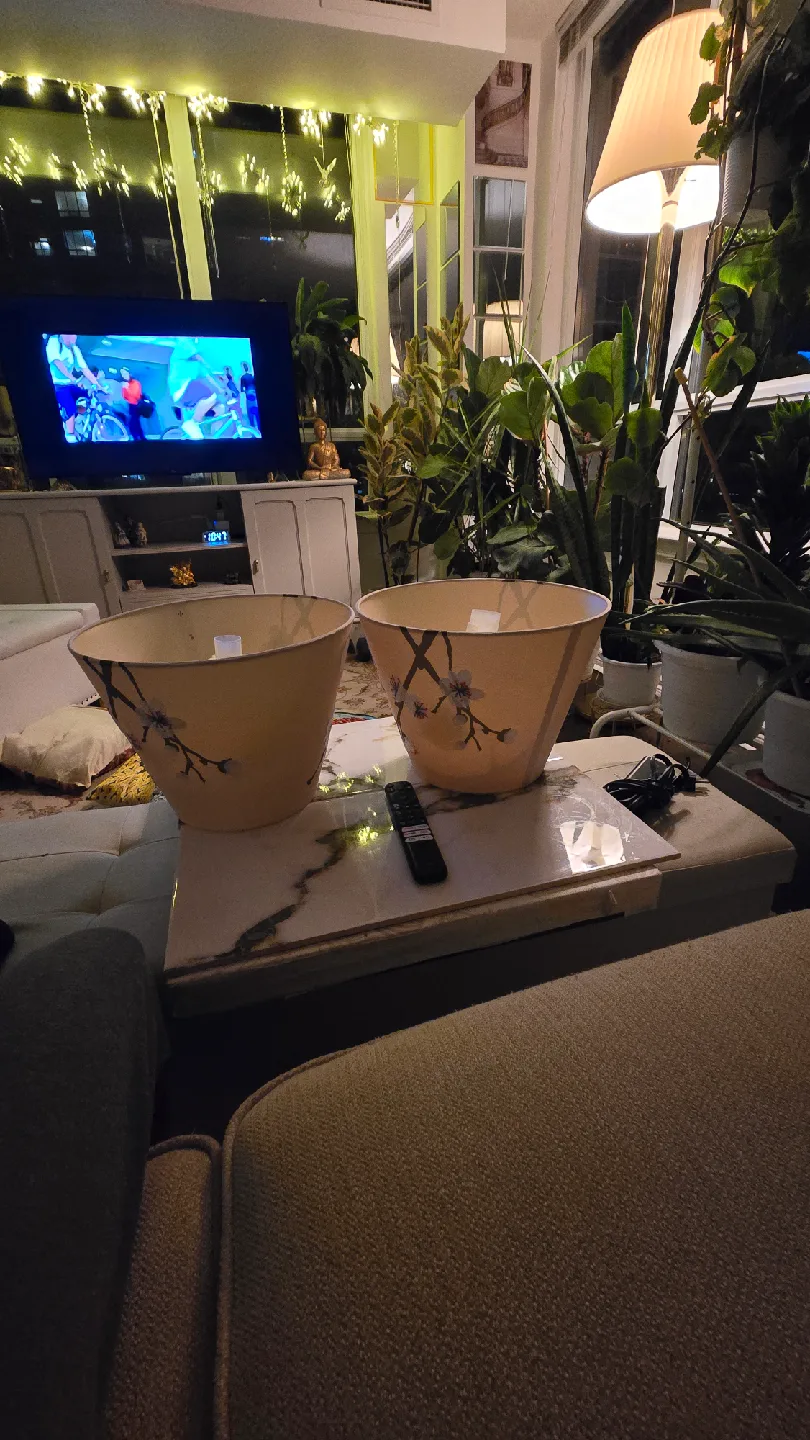 Pair of IKEA Floral Patterned Lampshades image indicator(3)