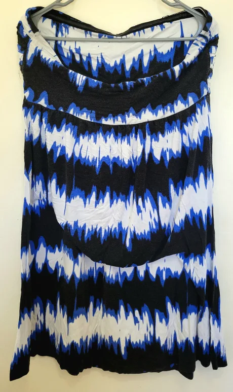 Blue & Black Strapless Dress - Size L image indicator(2)