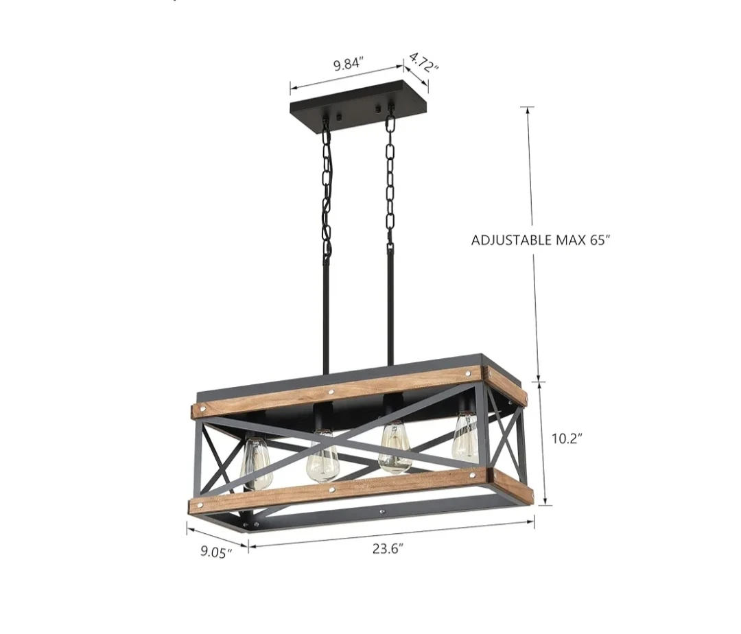Farmhouse Black Rectangle Chandelier - photo 2