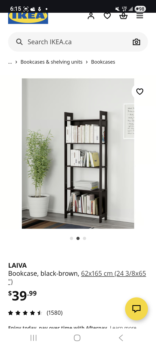 IKEA LAIVA Black-Brown Bookcase 62x165 cm