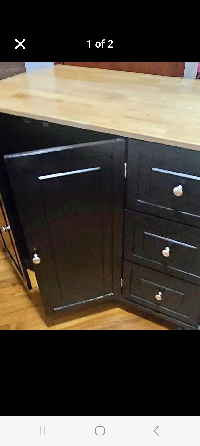 Black Kitchen Island with Wood Top - photo 3