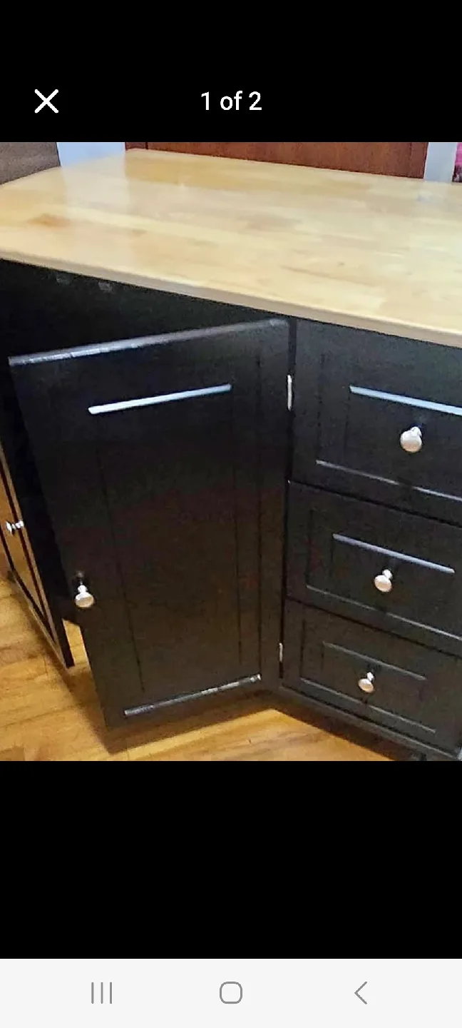 Black Kitchen Island with Wood Top image indicator(3)