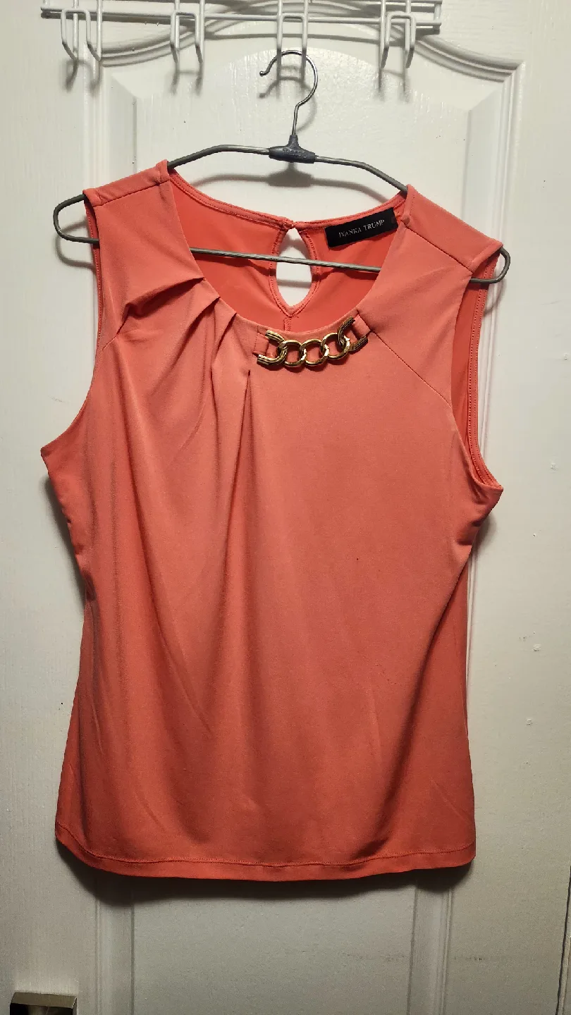 Ivanka Trump Coral Sleeveless Blouse - Size M thumbnail