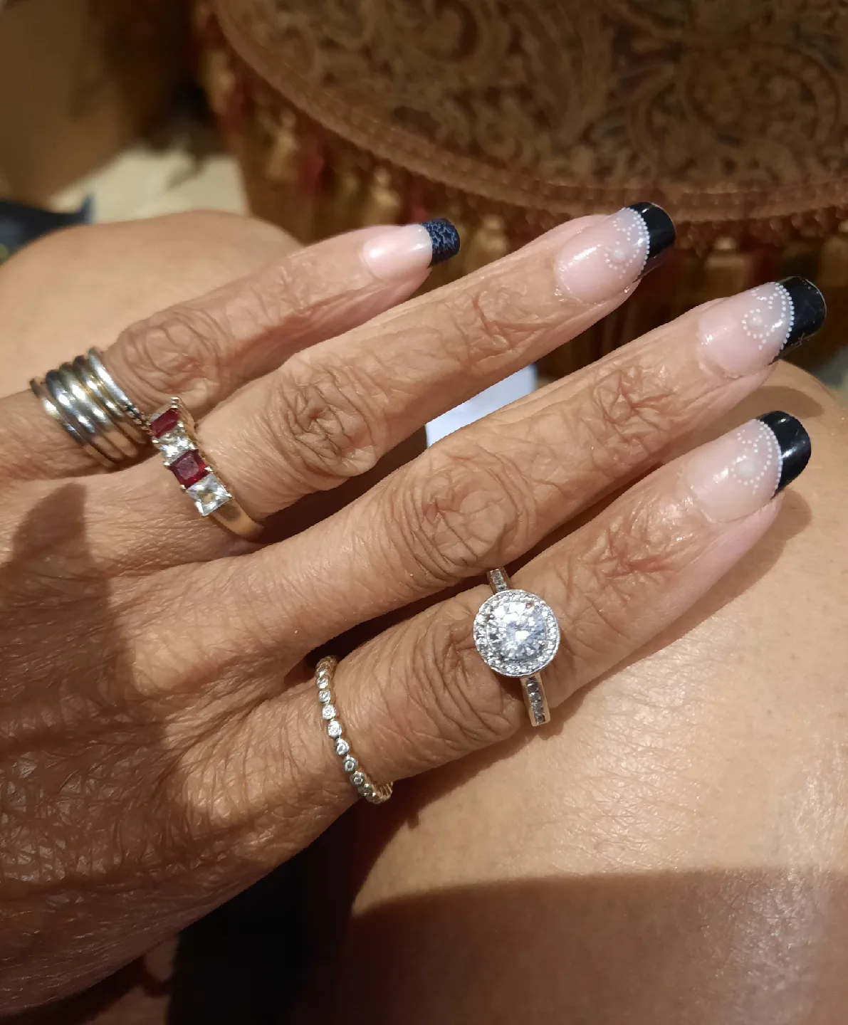 Auth GENUINE SOLID 1OK CZ WHITE GOLD HALO ENGAGEMENT RING thumbnail