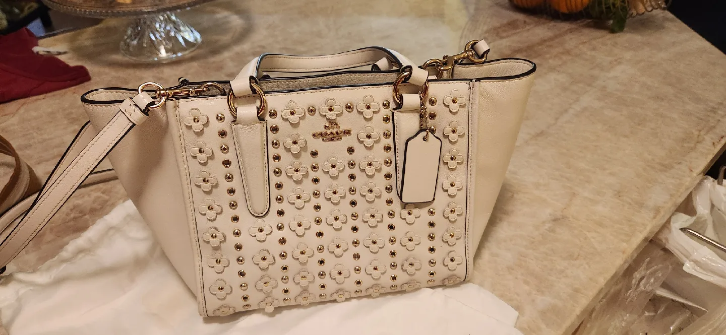 Coach Floral Rivets Leather Satchel