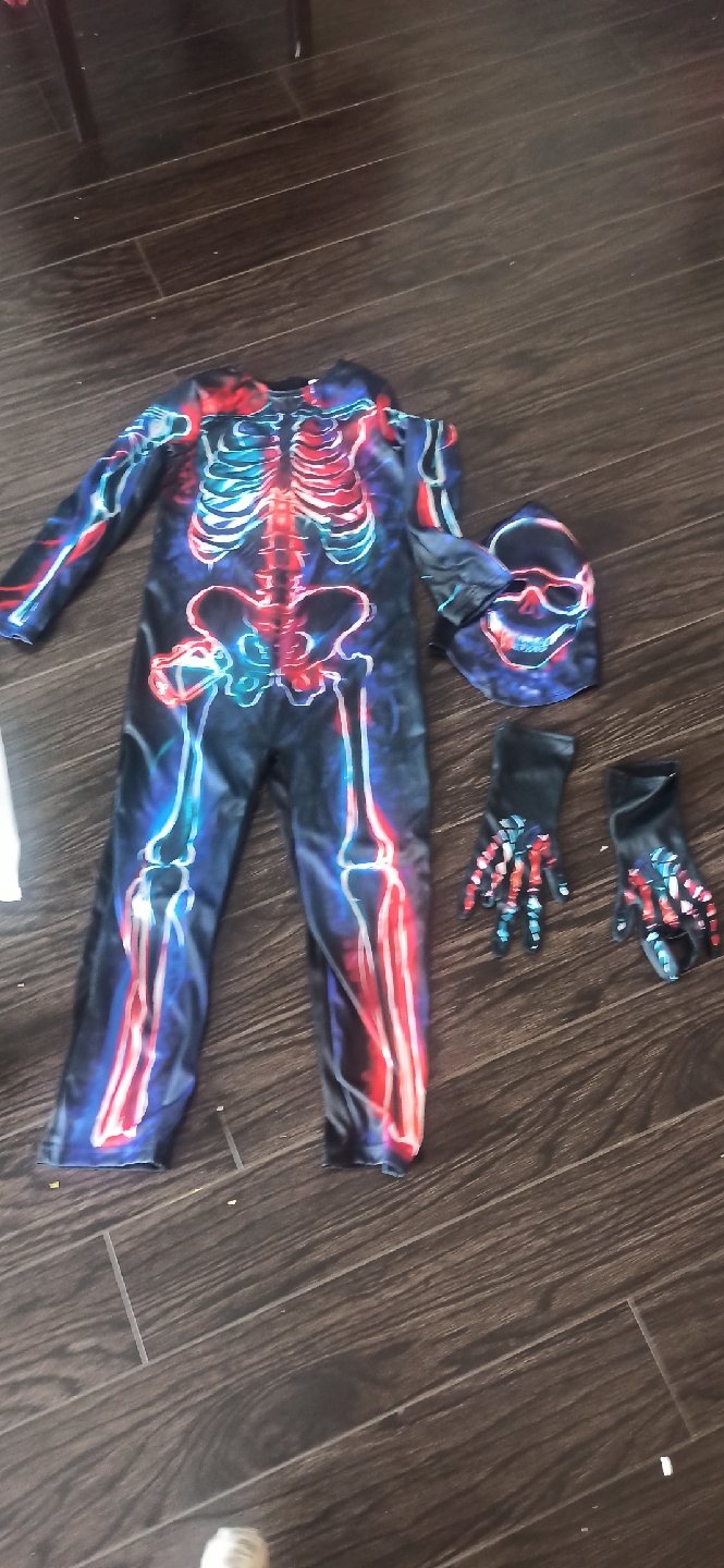 New Skeleton Costume with Mask & Gloves.