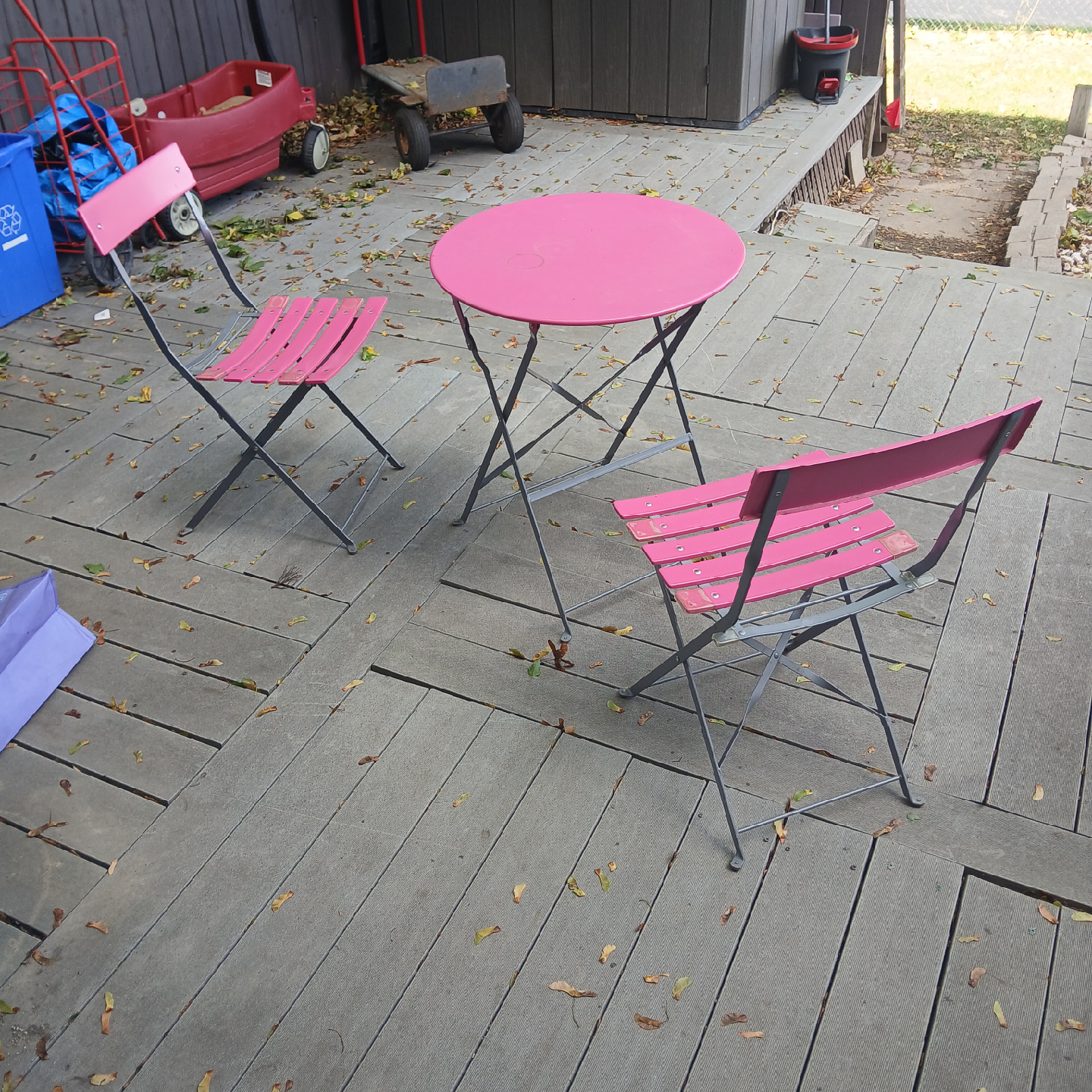 Pink Outdoor Table and Chair Set