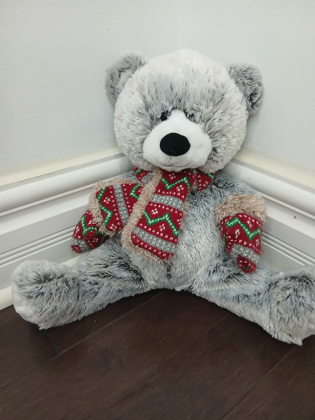 Grey Plush Teddy Bear with Scarf & Mittens image indicator(2)