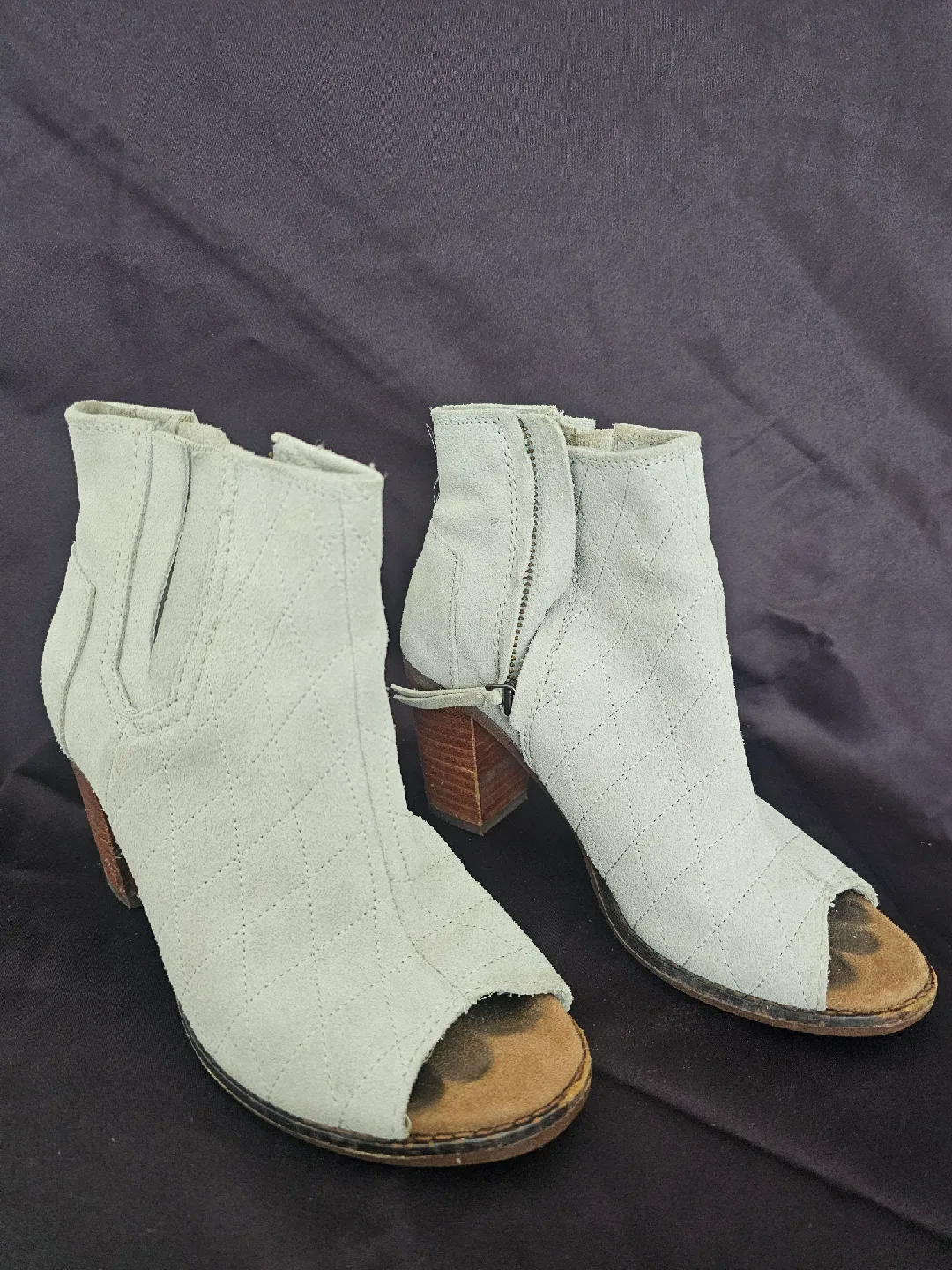 USED - TOMS Women's Open Toe Suede Booties - Size 5.5 thumbnail