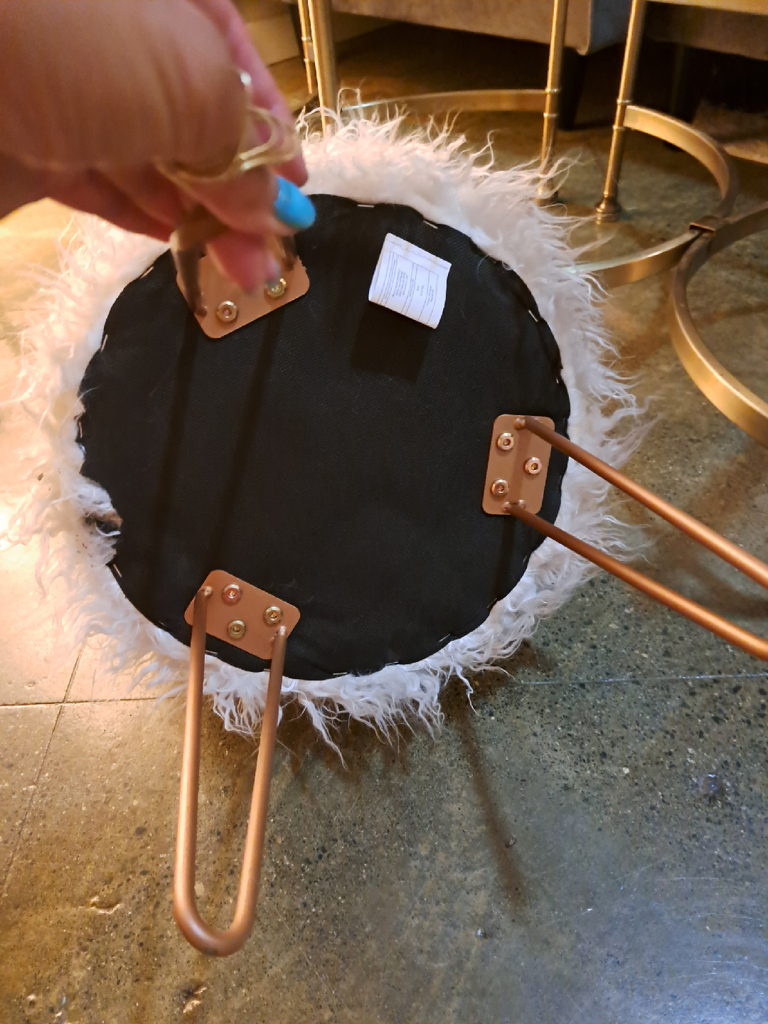 Faux Fur Stool with Metal Legs - photo 5