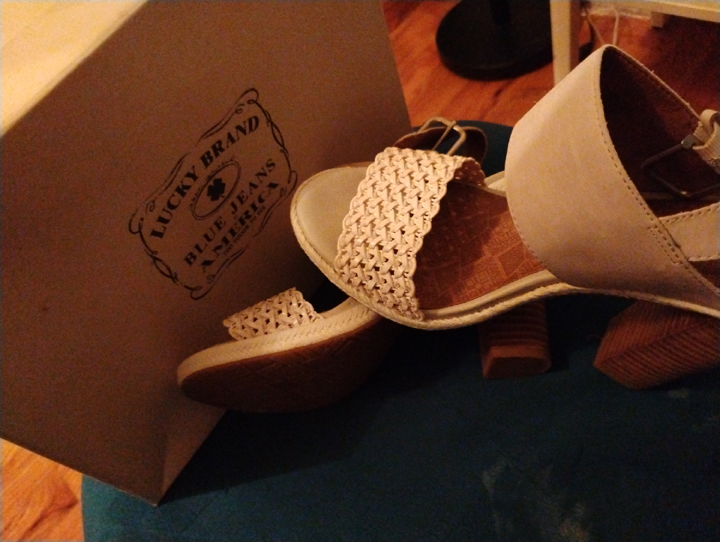 Lucky Brand Beige Heeled Sandals, Size 7.5