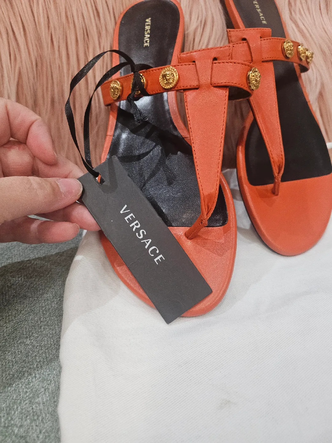Versace Orange Thong Sandals - Size 38 image indicator(2)