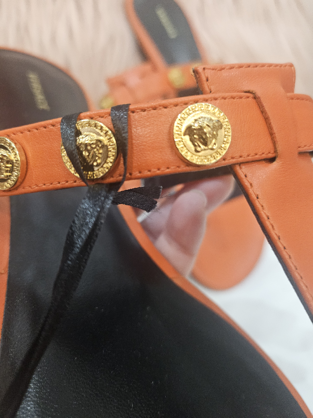 Versace Orange Thong Sandals - Size 38 - photo 3