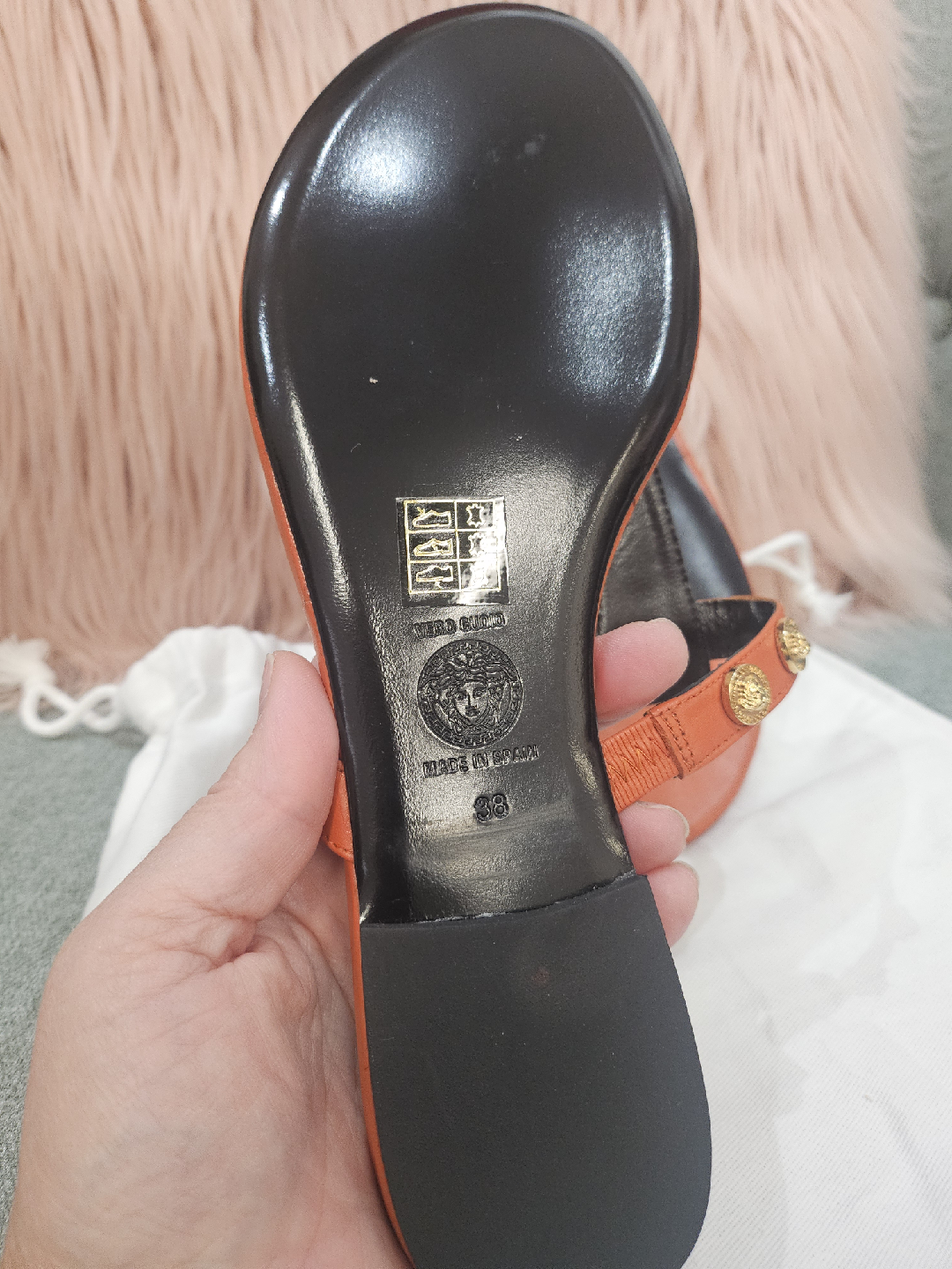 Versace Orange Thong Sandals - Size 38 - photo 4