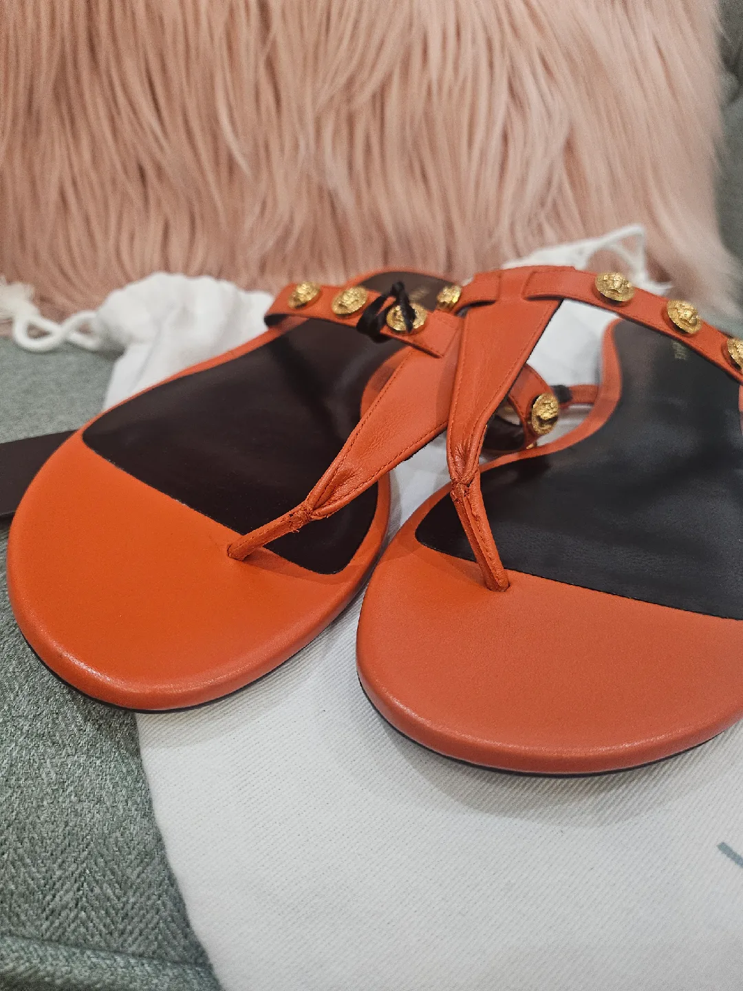 Versace Orange Thong Sandals - Size 38 image indicator(7)