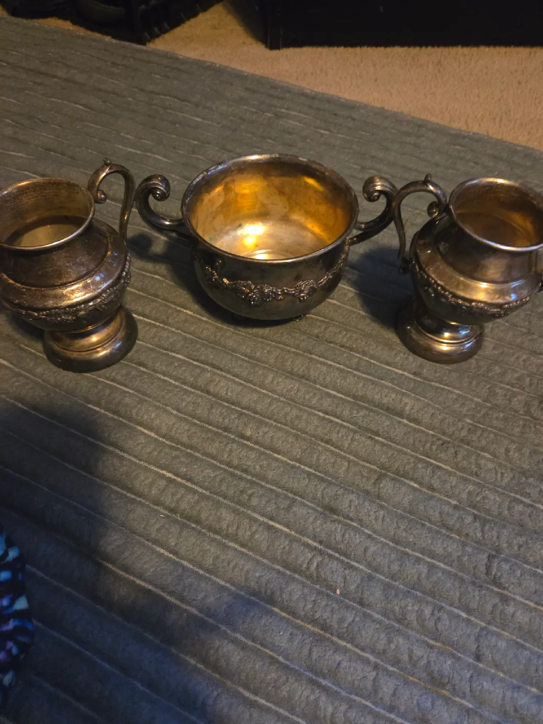 Vintage Silver Plated Creamer & Sugar Bowl Set image indicator(4)