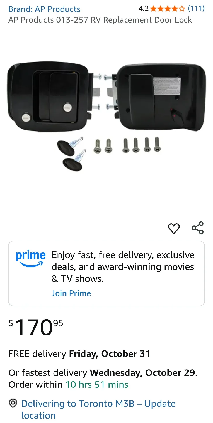 AP PRODUCTS BAUER KEY'D-A-LIKE MOTOR HOME ENTRANCE LOCK WITH KEY image indicator(4)