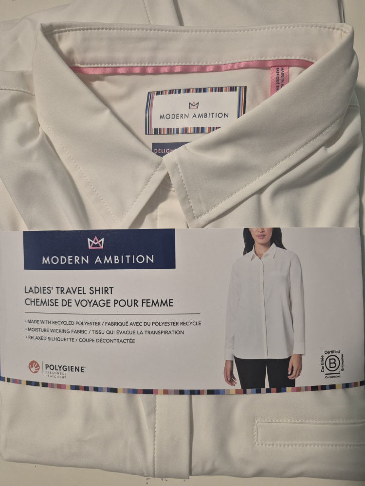 Modern Ambition Ladies' Travel Shirt - White, Size large