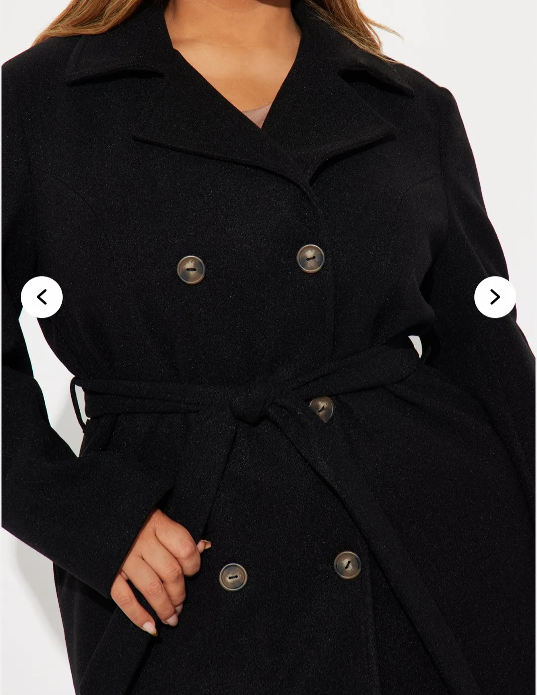 Fashion Nova Black Wool Blend Coat image indicator(2)
