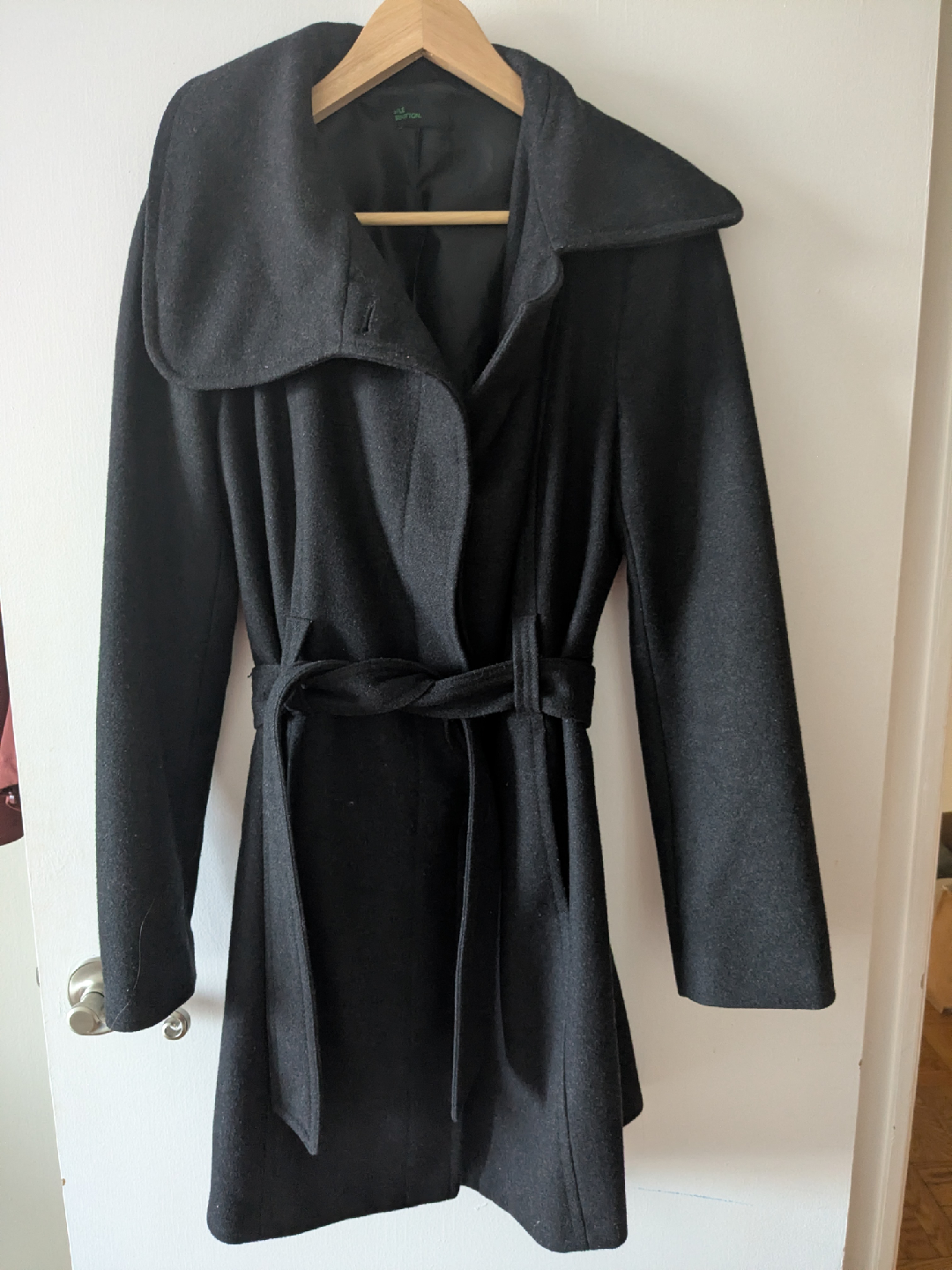 Benetton Dark Grey Wool Blend Belted Coat - photo 2