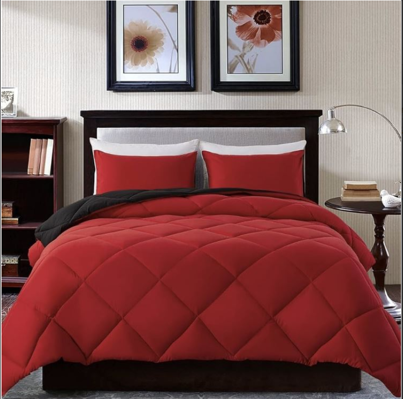 Quilted Comforter Set - Purple/Red