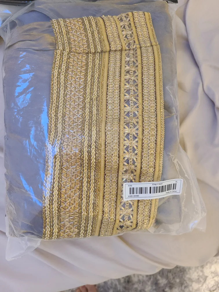 Elegant Grey & Gold Maxi Dress - Size XL image indicator(2)