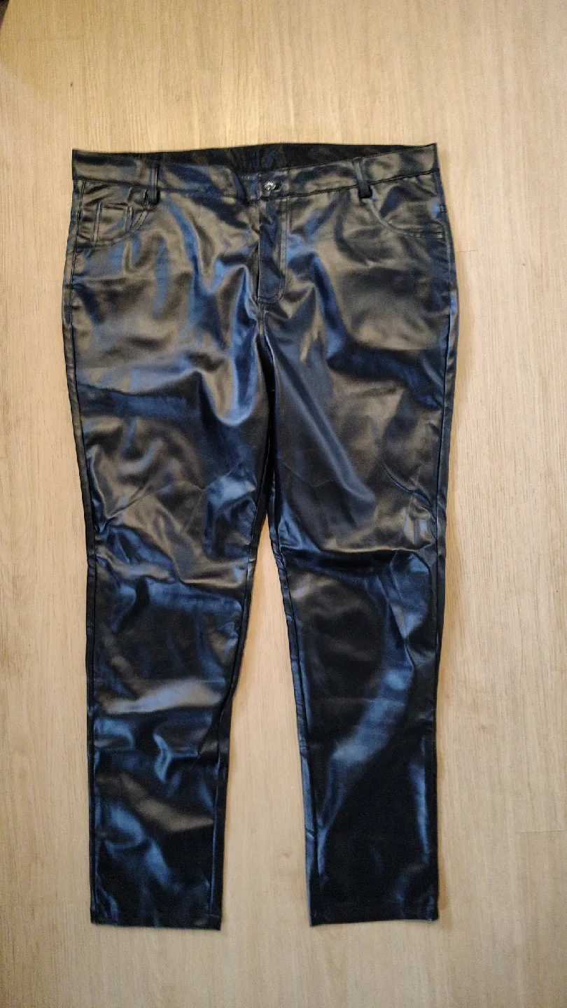Fashion Black Faux Leather Pants Size 40 thumbnail